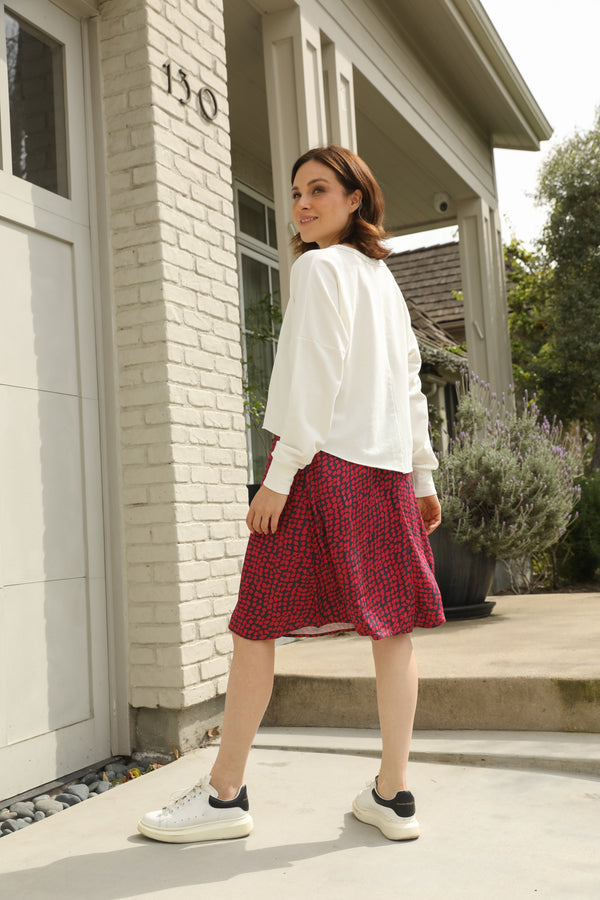 Basic Printed Skirt, Knee Length