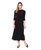 Basic Ribbed Midi Skirt, Black